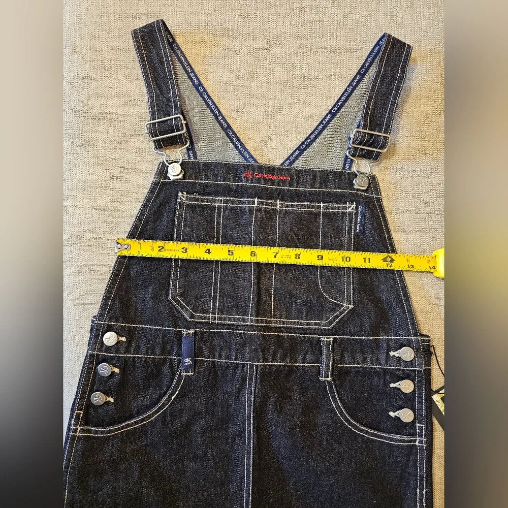 VTG 90s Calvin Klein Denim Overall Dress - Picture 14 of 16